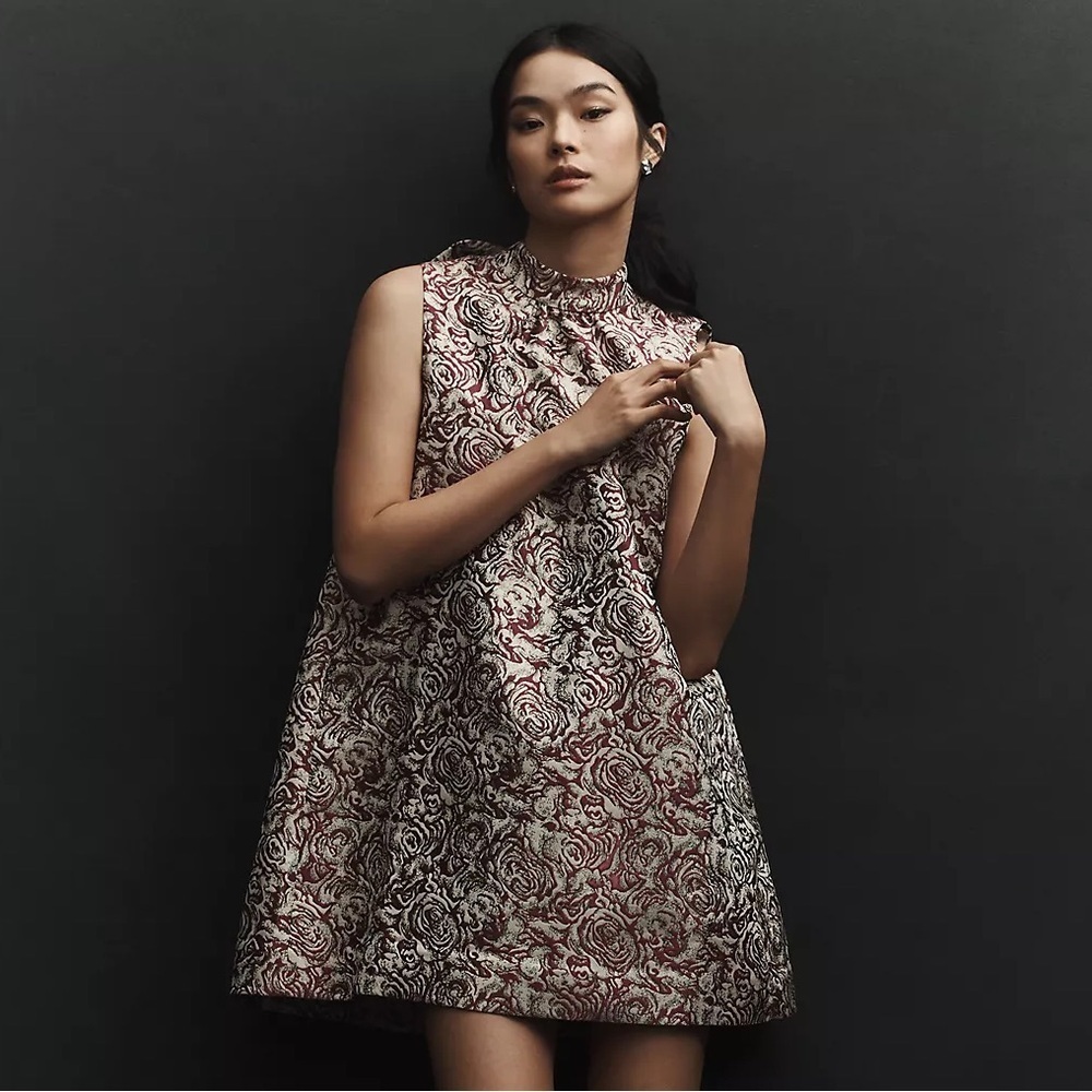 NWT! Anthropologie Pink Sunday in Brooklyn Brocade Mini Shift Dress 💌